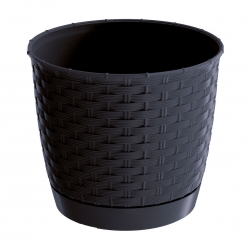 Maceta redonda con platillo - Ratolla - 14,5 cm - Antracita - 