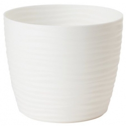 Vỏ chậu tròn "Sahara petit" - 17 cm - trắng - 
