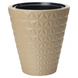 एक डालने के साथ "डायमंट" राउंड प्लांट पॉट - 40 सेमी - कैफे लट्टे - 