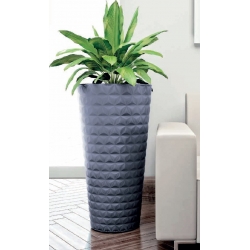 گلدان گیاه بلند "Diament Slim" با درج - 30 سانتی متر - آنتراسیت خاکستری - 