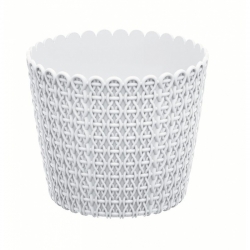 آنية نباتات دائرية تقليدية مصنوعة من الخوص "Nitly" - 16 سم - أبيض - 