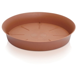 Vaso rotondo "Plastica" con piattino - 11 cm - color terracotta - 