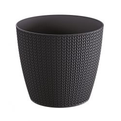 إناء نبات دائري "Wheaty" - 26 سم - رمادي فحمي - 