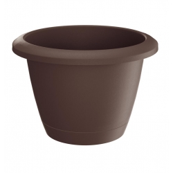 Кръгла саксия за цветя „Respana Basic“ с чинийка - 16,5 см - кафява - 