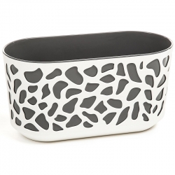 "ड्यूएट" बाइकोलोर लॉन्ग प्लांटर - 40 सेमी क्रीमी-व्हाइट / एन्थ्रेसाइट-ग्रे - 