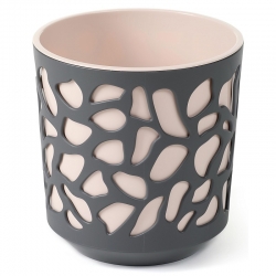 Divu krāsu augu podu apvalks "Duet" - 29 cm - antracīta pelēks / gaiši smilškrāsas - 