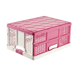 Rol putih 32-liter Lea putih yang dilipat dengan pemegang elastik lembut - 