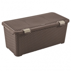 صندوق "الروطان ستايل" البني 72 لتر مع غطاء - 