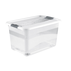 صندوق بعجلات كونراد 52 لتر شفاف مع غطاء - 