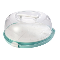 Plochý okrúhly držiak na tortu - Emilio - 38 x 37,5 x 13,5 cm - vŕbovo zelená - 