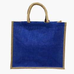 Cabas en jute - 40 x 35 x 15 cm - bleu - 