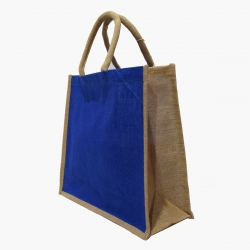 Cabas en jute - 40 x 35 x 15 cm - bleu - 