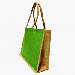 Sac cabas en jute - 40 x 35 x 15 cm - vert - 