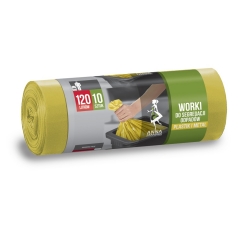 Gula avfallsbehållare - METAL &amp; PLAST - 120 liter - 10 st - 