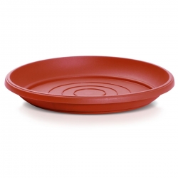 หม้อดินตื้นกลางแจ้ง "Terra" พร้อมจานรอง - 20 ซม. - สีดินเผา - 