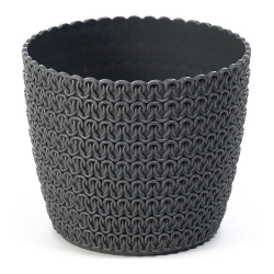 "Μαγνόλια Τζέρσεϋ" στρογγυλό δοχείο - 22 cm - ανθρακίτης-γκρι - 