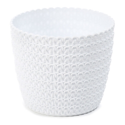 Okroglo ohišje za lončke "Magnolia Jersey" - 11 cm - belo - 