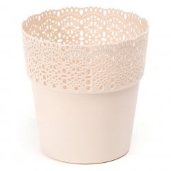 "Bella" mesh grytehus med blonderlignende etterbehandling - 17 cm - lys beige - 