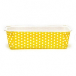 "Plumpy" rectangular paper cake mould - 15.8 x 5.4 x 5 cm - yellow with dot pattern - 6 pcs