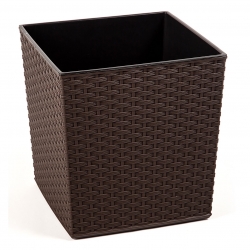 "Juka" kvadrātveida puķu pods - 19 cm - rotangpalmas mokoņbrūns - 