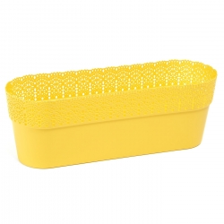 "Bella" mesh grytehus med blonderlignende etterbehandling - 38 x 12,9 cm - gul - 