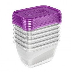 Sæt med 6 mørke blommer Fredo Fresh rektangulære madbeholdere - 0,25 liter - 