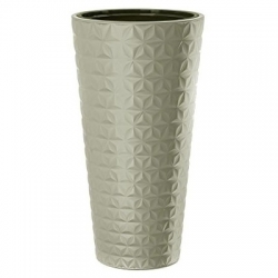 "Diament Slim" magas, kerek növényi edény betéttel - 30 cm - világosszürke - 