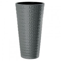 "डायमट स्लिम" एक डालने के साथ लंबा गोल पौधा बर्तन - 40 सेमी - एन्थ्रेसाइट-ग्रे - 