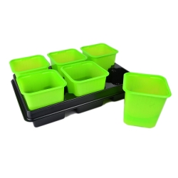 סיר משתלה מרובע 8X8 ס"מ - 12 חלקים + שני מגשים - 