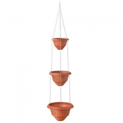 "로마"3 단 교수형 화분-20 + 25 + 30 cm-테라코타 색 - 