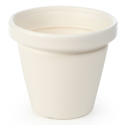 एक तश्तरी के साथ "अगावा" गोल पौधे के बर्तन - 39 सेमी - मलाईदार-सफेद - 