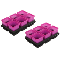 סיר משתלה מרובע בגודל 8X8 ס"מ - 12 חלקים + שני מגשים - 