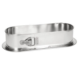 Pitkä suorakulmainen jousimallinen pannu galvanoitua peltiä - 34 x 12 cm - kakkuille ja torttuille - 