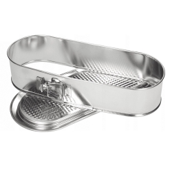 Pitkä suorakulmainen jousimallinen pannu galvanoitua peltiä - 34 x 12 cm - kakkuille ja torttuille - 