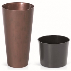 Runder hoher Blumentopf mit Einsatz - Tubus Slim Corten - 25 cm - Cortenstahl - 