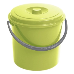 Secchio rotondo con coperchio, cestino - 10 litri - verde - 