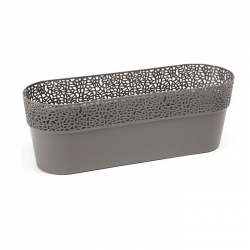Balcony box, planter "Rosa" with a saucer, tray - 50 cm - anthracite-grey