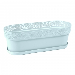 Balcony box, planter "Rosa" with a saucer, tray - 50 cm - mint green