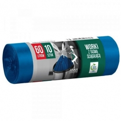 Blå påsar med dragsko - EXTRASTRONG - 60 liter - 10 st - LDPE - 