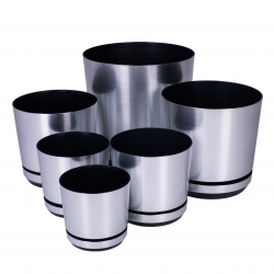 Apvalus augalų vazonas „Dekor“ - 21 cm - aliuminio spalvos - 