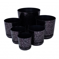 Ümmargune taimepott "Dekor" - 18 cm - must marmor - 