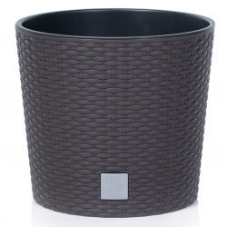 Runder Blumentopf + Einsatz + Bewässerungssystem - Rato rund - 20 cm - umbra, dunkelbraun - 