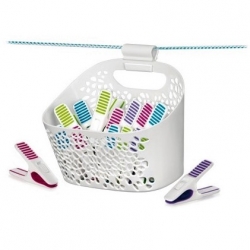 Wäscheklammern in einem dekorativen Korb - CLEAN KIT - 20 Stk - 