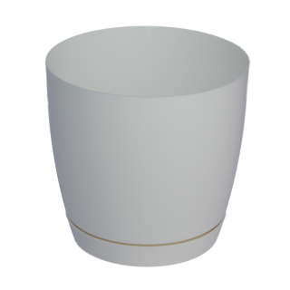 Macetero redondo "Toscana" con plato - 11 cm - blanco - 