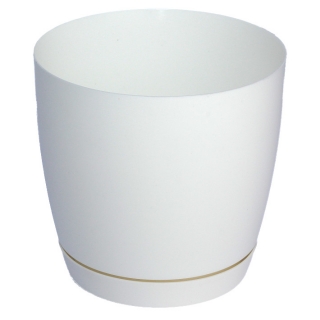 Macetero redondo "Toscana" con plato - 19 cm - blanco - 