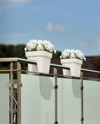 Floreira "Lobelia" - 29 cm - branco-creme - 